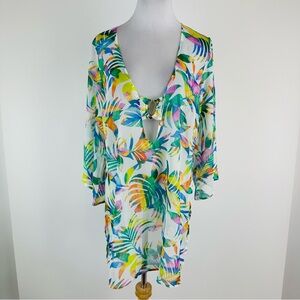 BECCA Beach Swim Tropical Print Coverup Dress Size M/L